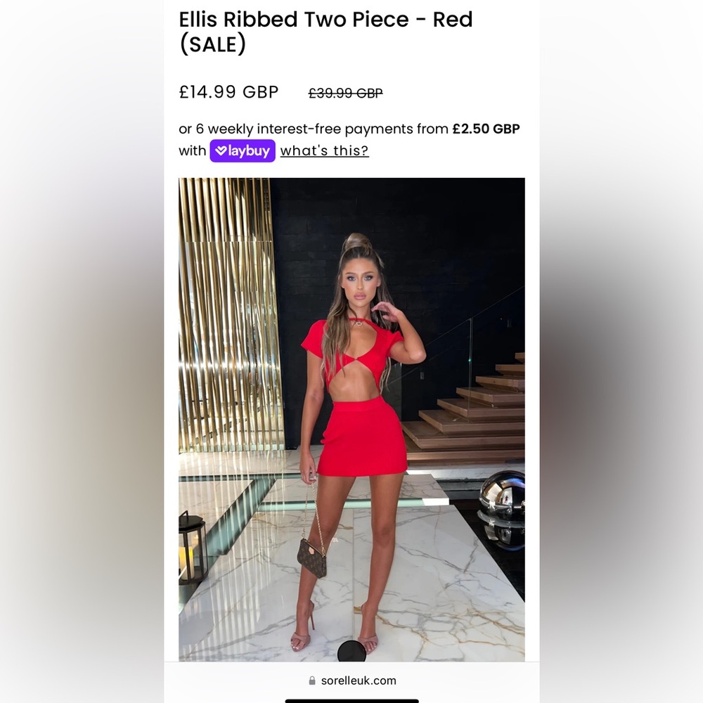 Sorelle UK Ellis Ribbed Two Piece - Red. Size Small.